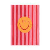 Abstract Pop Art Wall Art Poster – Pink Striped Smiley Face Print