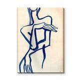 Abstract Portrait Line Art Wall Art Print – Dark Blue Figure on Cream