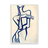 Abstract Portrait Line Art Wall Art Print – Dark Blue Figure on Cream