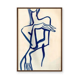 Abstract Portrait Line Art Wall Art Print – Dark Blue Figure on Cream