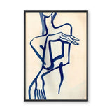 Abstract Portrait Line Art Wall Art Print – Dark Blue Figure on Cream