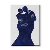 Abstract Portrait Modern Wall Art Poster – Navy Blue Embracing Figures