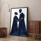 Abstract Portrait Modern Wall Art Poster – Navy Faceless Figures