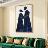 Abstract Portrait Modern Wall Art Poster – Navy Faceless Figures