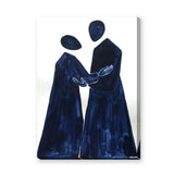 Abstract Portrait Modern Wall Art Poster – Navy Faceless Figures