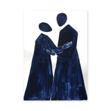 Abstract Portrait Modern Wall Art Poster – Navy Faceless Figures