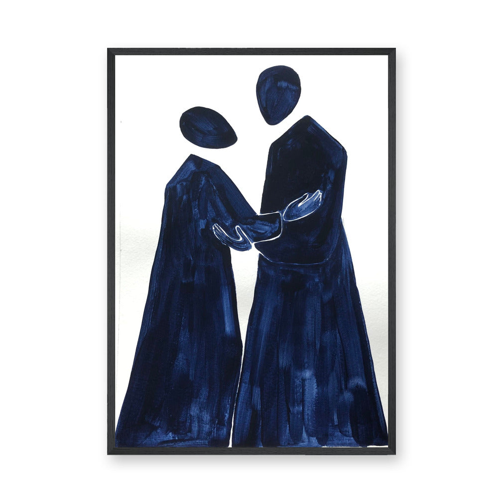 Abstract Portrait Modern Wall Art Poster – Navy Faceless Figures