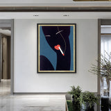 Abstract Silhouette Retro Wall Art Print – Red Heart Cigarette on Blue