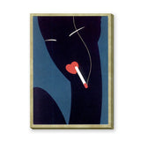 Abstract Silhouette Retro Wall Art Print – Red Heart Cigarette on Blue