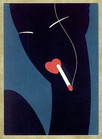 Abstract Silhouette Retro Wall Art Print – Red Heart Cigarette on Blue