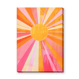 Abstract Sunburst Retro Wall Art Poster – Pink Orange Celestial Rays