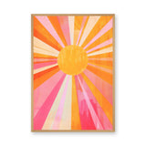 Abstract Sunburst Retro Wall Art Poster – Pink Orange Celestial Rays