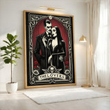 Addams Lovers Tarot Vintage Wall Art Poster – Gothic Couple Card Print