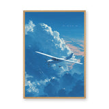 Airplane Cloud Modern Wall Decor – Painterly Blue Sky NAYDA Print