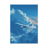Airplane Cloud Modern Wall Decor – Painterly Blue Sky NAYDA Print