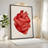 Anatomical Heart Surreal Watercolor Wall Art Poster – Embraced Red Heart