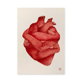 Anatomical Heart Surreal Watercolor Wall Art Poster – Embraced Red Heart