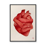 Anatomical Heart Surreal Watercolor Wall Art Poster – Embraced Red Heart