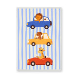 Animal Cars Kids Wall Art Print – Cute Lion Dog Giraffe Nursery Print