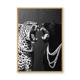Animal Photography Modern Wall Art Print – Black and White Pearl Panthers