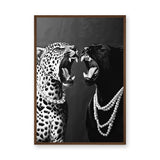 Animal Photography Modern Wall Art Print – Black and White Pearl Panthers