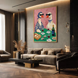 Animals Eclectic Wall Decor – Stylish Geese Wine Dinner Scene