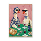 Animals Eclectic Wall Decor – Stylish Geese Wine Dinner Scene