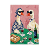 Animals Eclectic Wall Decor – Stylish Geese Wine Dinner Scene