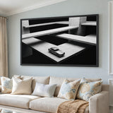 Aston Martin DB5 Modern Wall Art Print – Black-and-White Architectural Car Print