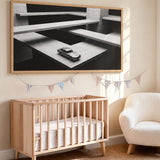 Aston Martin DB5 Surreal Architecture Wall Art Poster – Monochrome Concrete Platforms