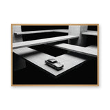 Aston Martin DB5 Surreal Architecture Wall Art Poster – Monochrome Concrete Platforms