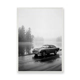 Aston Martin DB5 Vintage Wall Art Print – Misty Lakeside Classic Car Photo