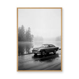 Aston Martin DB5 Vintage Wall Art Print – Misty Lakeside Classic Car Photo