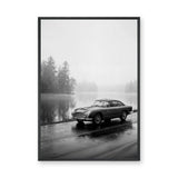 Aston Martin DB5 Vintage Wall Art Print – Misty Lakeside Classic Car Photo