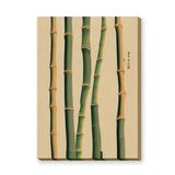 Bamboo Botanical Traditional Wall Art Print – Green Stalk Study on Beige