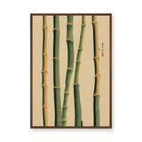 Bamboo Botanical Traditional Wall Art Print – Green Stalk Study on Beige