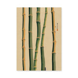 Bamboo Botanical Traditional Wall Art Print – Green Stalk Study on Beige