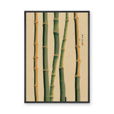 Bamboo Botanical Traditional Wall Art Print – Green Stalk Study on Beige