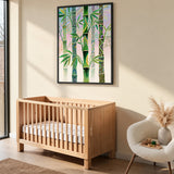 Bamboo Botanical Wall Art Poster – Ornate Green Patterned Leaves