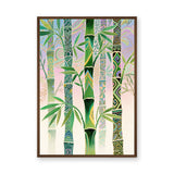Bamboo Botanical Wall Art Poster – Ornate Green Patterned Leaves
