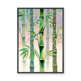 Bamboo Botanical Wall Art Poster – Ornate Green Patterned Leaves