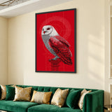 Barn Owl Modern Wall Art Print – Red and White Geometric Owl Illustration