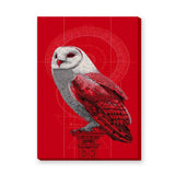 Barn Owl Modern Wall Art Print – Red and White Geometric Owl Illustration