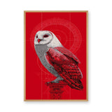 Barn Owl Modern Wall Art Print – Red and White Geometric Owl Illustration