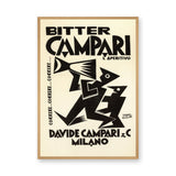 Bitter Campari Vintage Typography Wall Art Print – Black Cream Aperitivo Ad