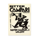 Bitter Campari Vintage Typography Wall Art Print – Black Cream Aperitivo Ad