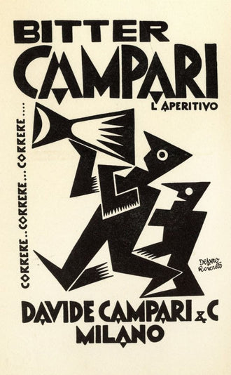 Bitter Campari Vintage Typography Wall Art Print – Black Cream Aperitivo Ad