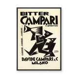 Bitter Campari Vintage Typography Wall Art Print – Black Cream Aperitivo Ad