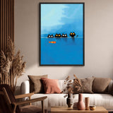 Black Cats Fish Modern Wall Decor – Playful Blue Water Illustration