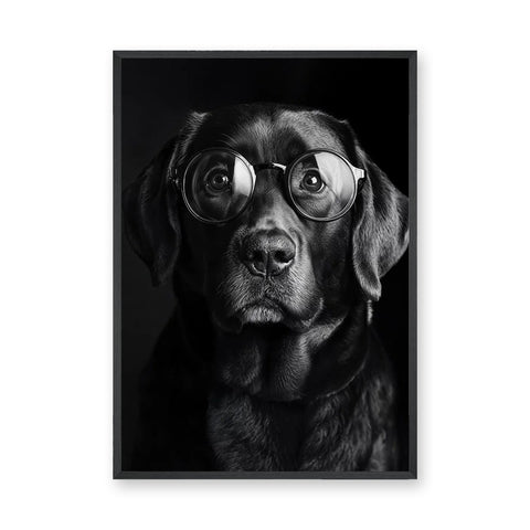 Black Dog Glasses Portrait Modern Wall Decor – Eclectic Animal Photography